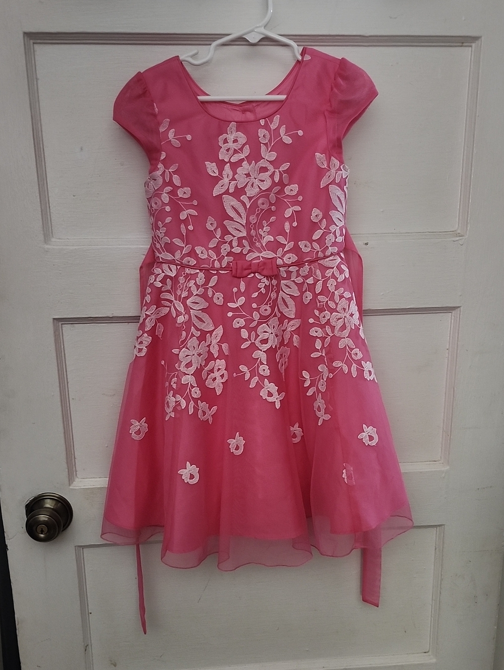 Girls Pink Floral Embroidered Party Dress